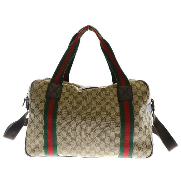 Gucci GG Canvas Beige Shoulder Boston Sherry Bag - Picture 1 of 6